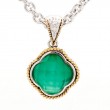 18K/Silver Diamond Green Agate Doublet Necklace