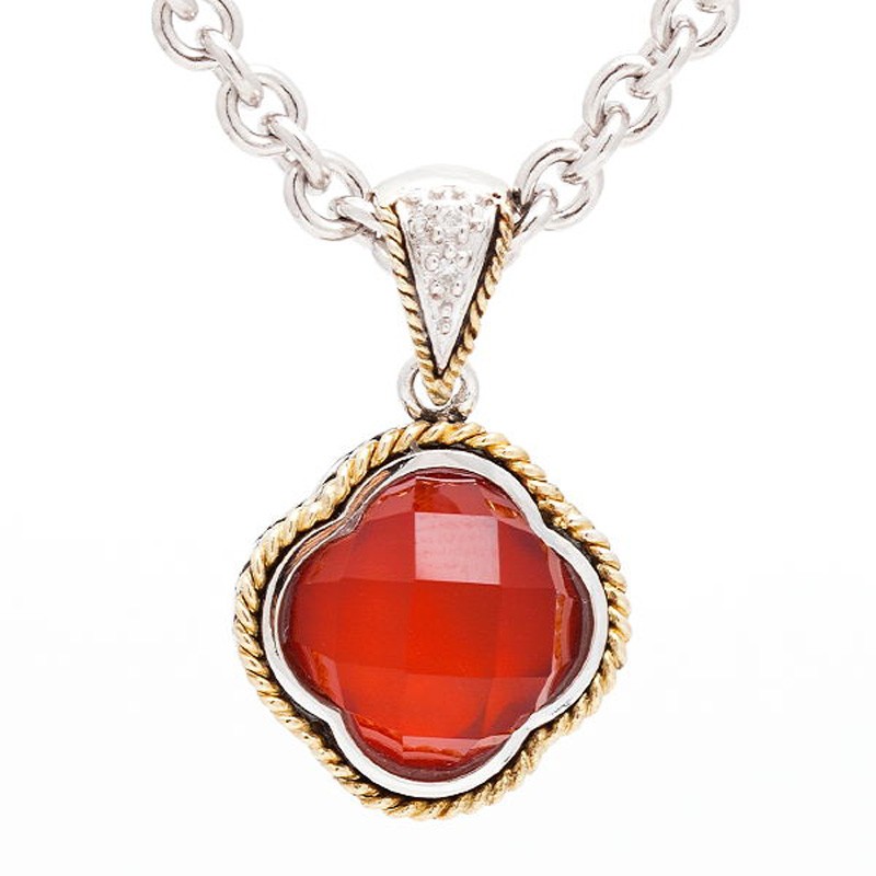 18K/Silver Diamond Red Agate Doublet Necklace