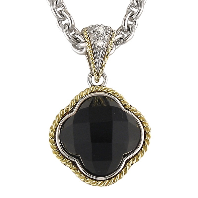 18K/Silver Dia Onyx Doublet Necklace