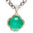18K/Silver Diamond Green Agate Doublet Pendant