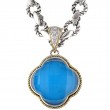 18K/Silver Dia Turquoise Doublet Pendant