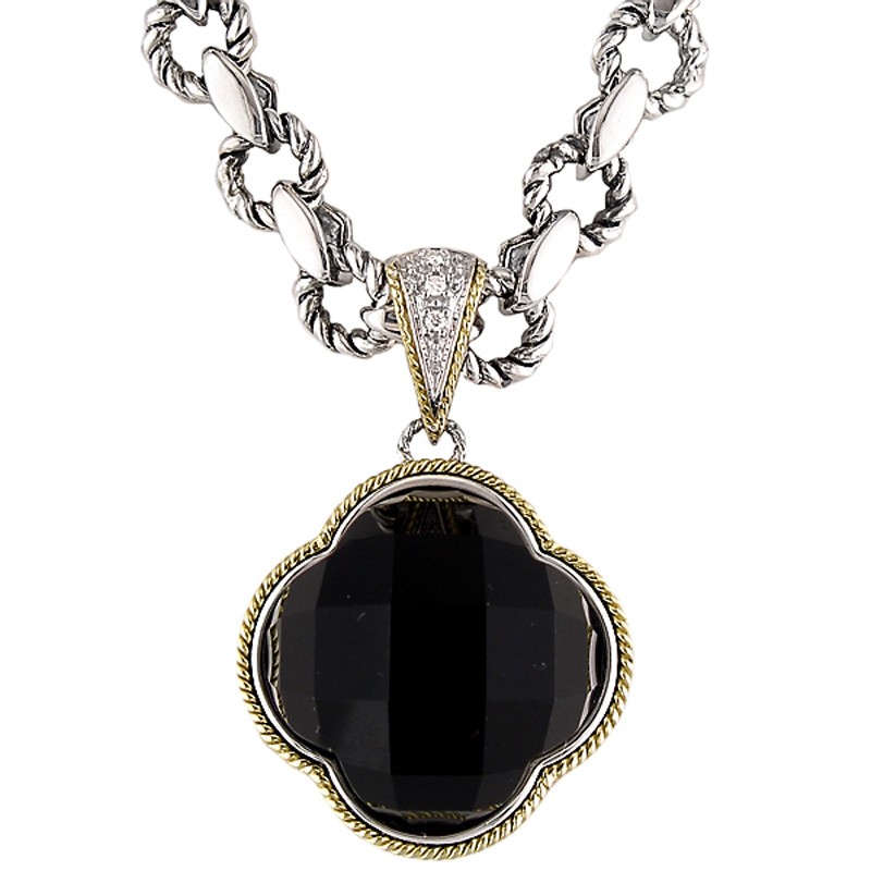 18K/Silver Dia Onyx  Pendant