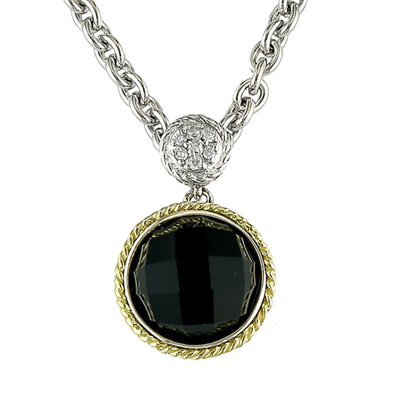 18K/Silver Onyx Diamond Necklace