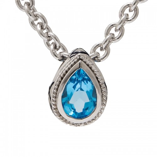 Silver Blue Topaz Necklace