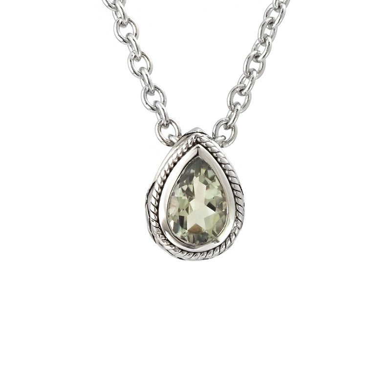 Silver Green Amethyst Necklace