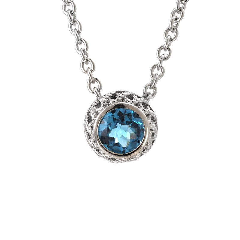 Silver Blue Topaz  Necklace