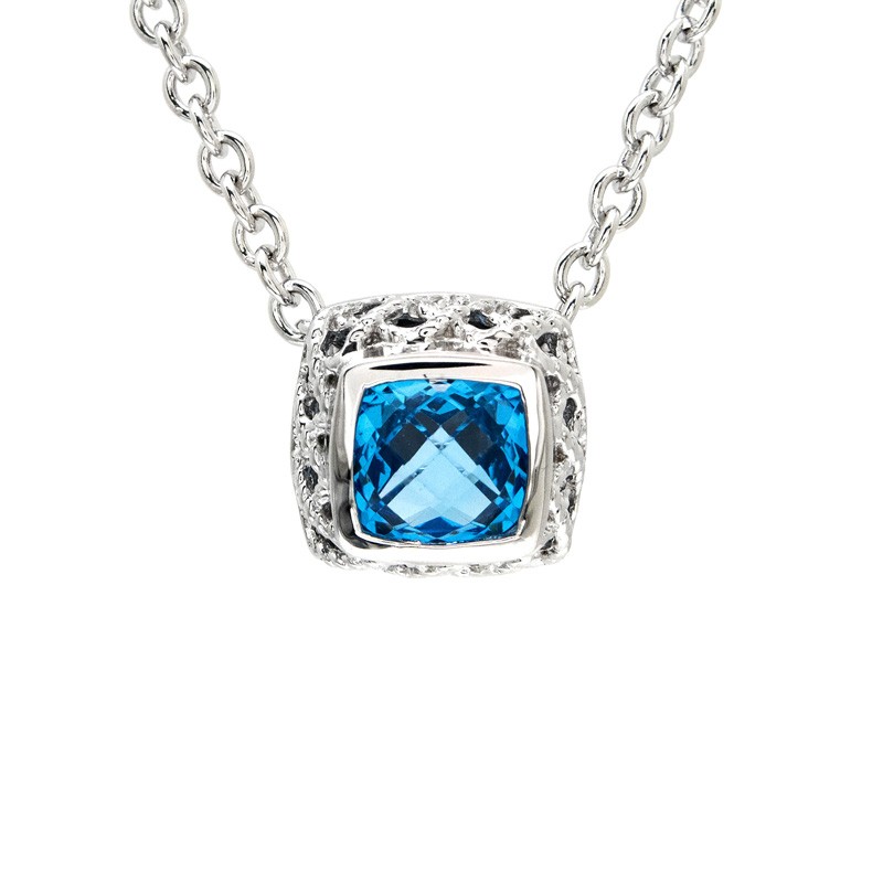 Silver Blue Topaz Necklace