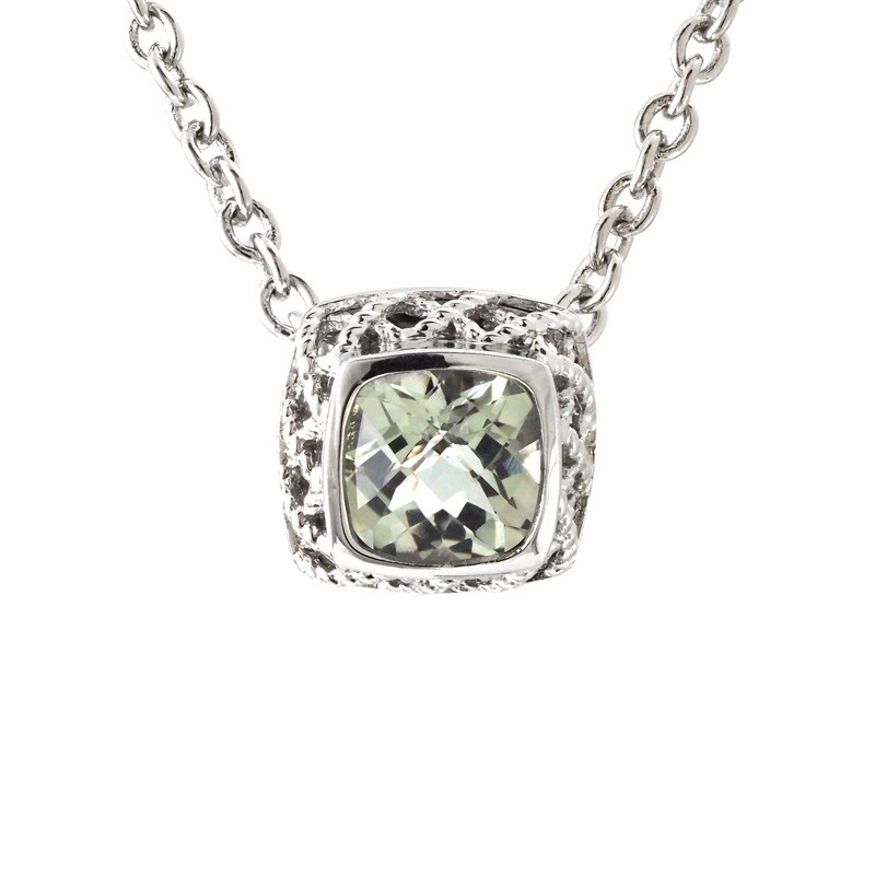 Silver Green Amethyst Necklace