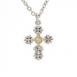18K/Silver Diamond Cross Necklace