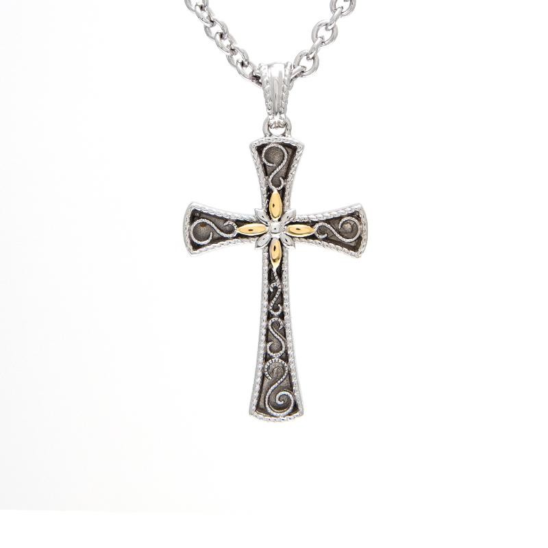 18K/Silver Cross Necklace