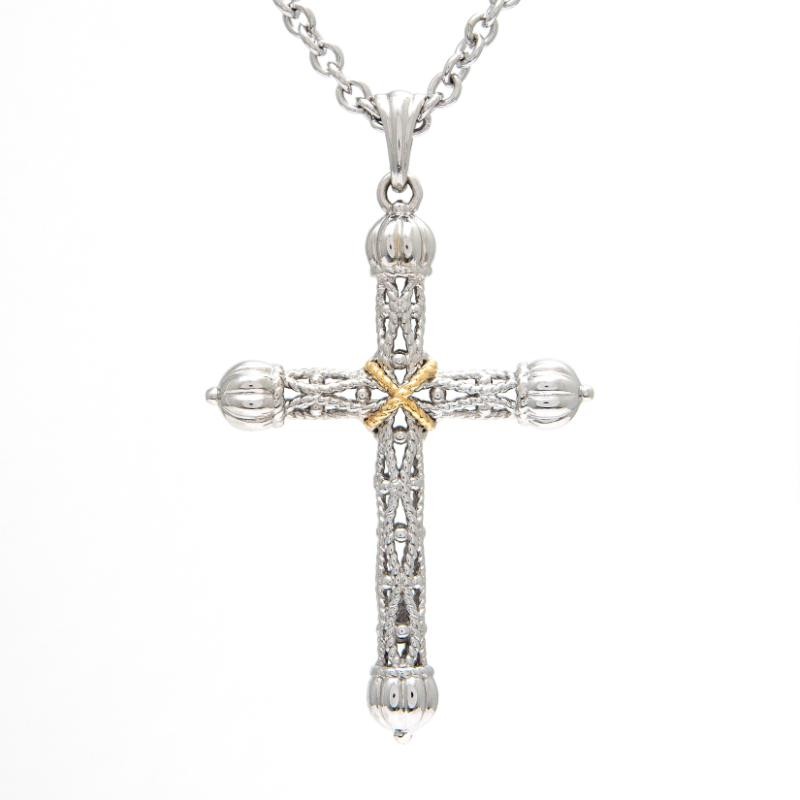 18K/Silver Cross Necklace
