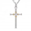 18K/Silver Diamond Cross Necklace