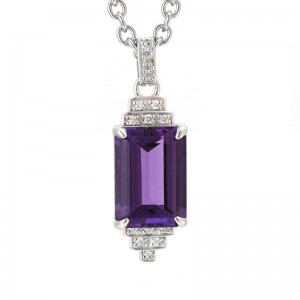Sterling Silver Gatsby Emerald Prong Amethyst Necklace