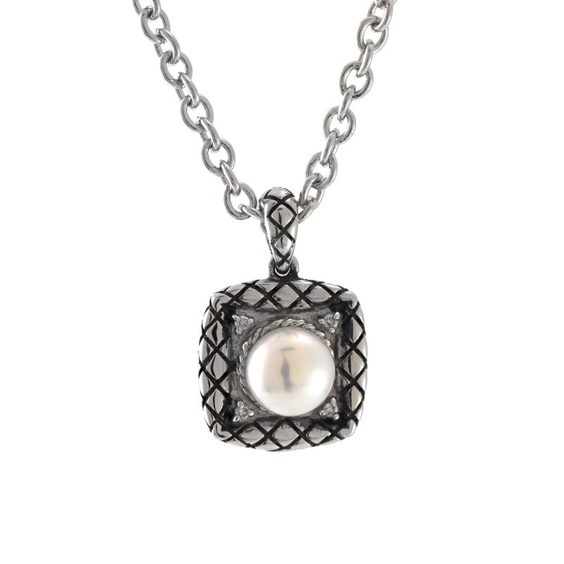 Silver Pearl Diamond Necklace