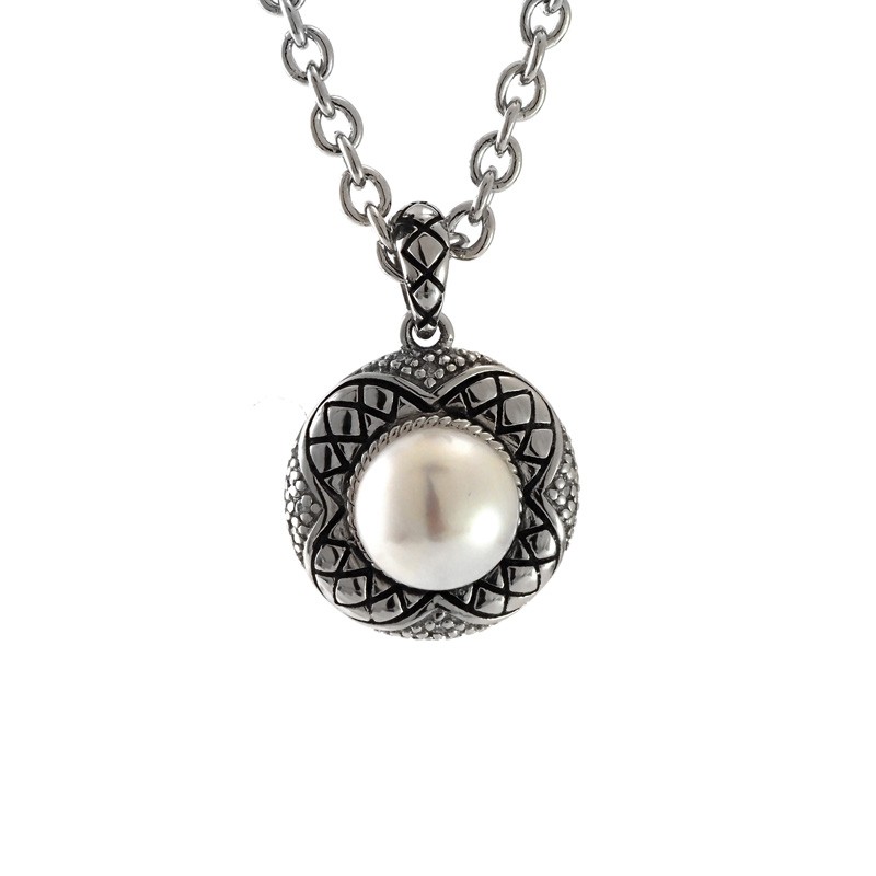 Silver Pearl Diamond Necklace