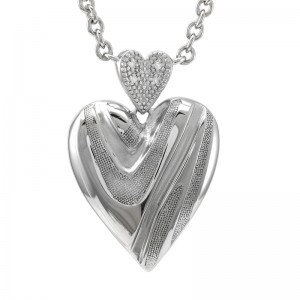 Sterling Silver Mio Amore Round Pave Diamond Necklace
