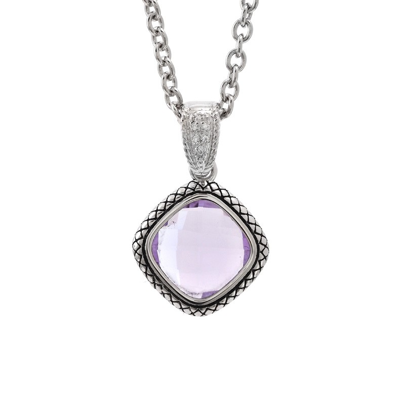 Silver Amethyst/Diamond Necklace