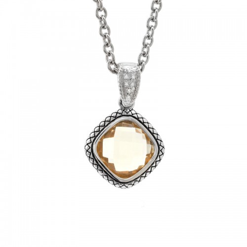 Silver Citrine/Diamond Necklace