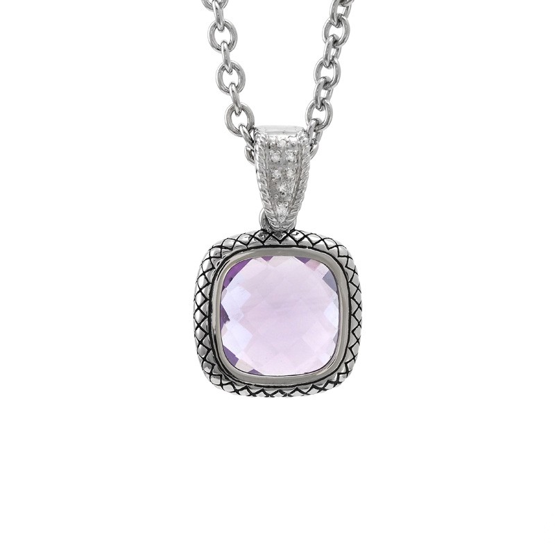Silver Amethyst/Diamond Necklace