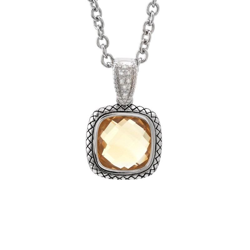 Silver Citrine/Diamond Necklace