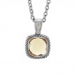 Silver Whisky Quartz/Diamond Necklace