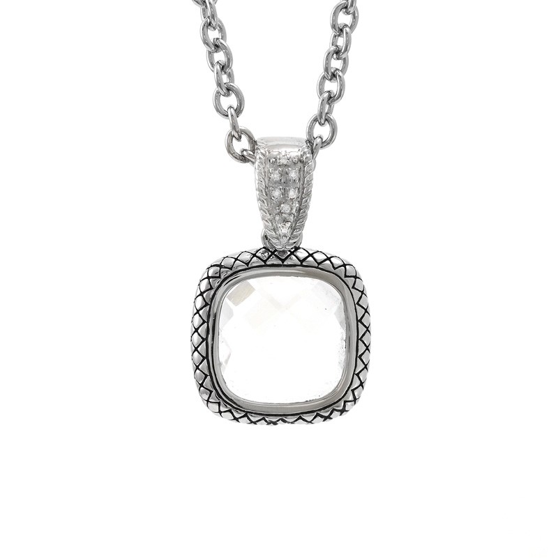 Silver White Topaz/Diamond Necklace