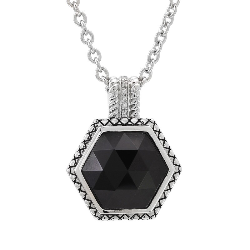 Silver Onxy/Diamond Necklace