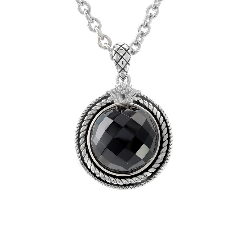 Silver Onxy/Diamond Necklace
