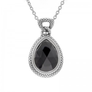 Silver Onyx Necklace (17"+2")