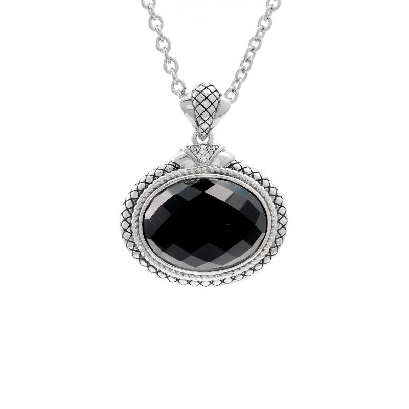 Silver Onyx/Diamond Necklace (17