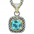 18K/Silv.07 Dia 8M Cush Blue Topaz Pd