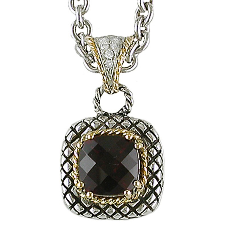 18K/Silv.07 Dia 8M Cush Garnet Pd