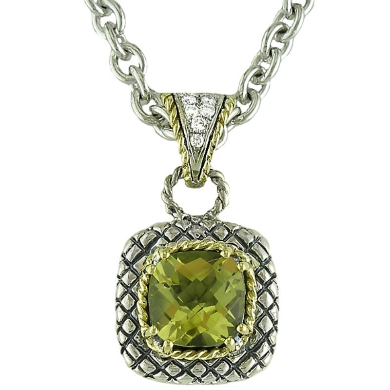 18K/Silv.07 Dia 8M Cush Lemon Quartz Pd