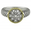 18K/Silver Dia Round Flower Ring