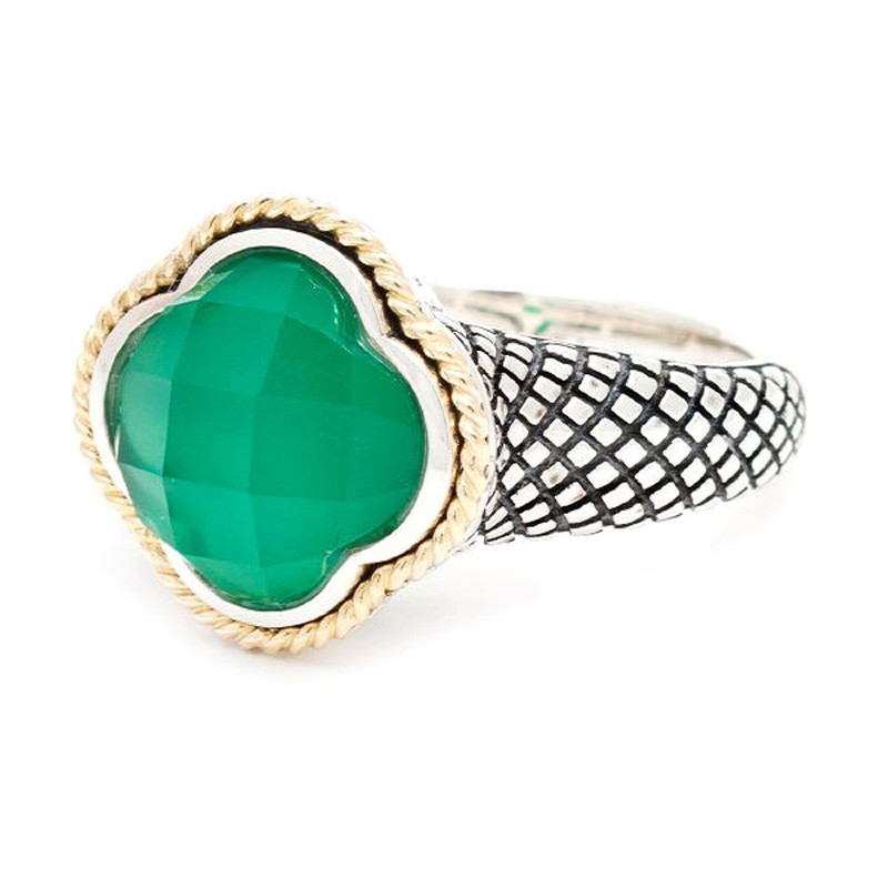 18K/Silver Green Agate Doublet Ring
