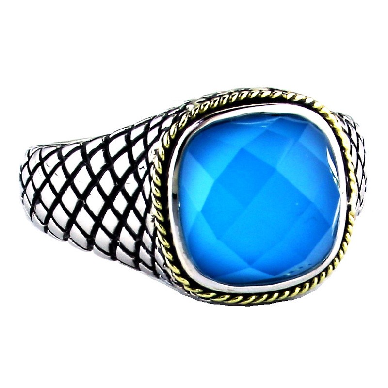 18K/Silver Cushion Tq Doublet Ring