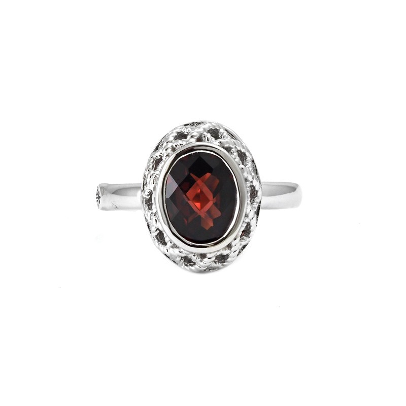 Silver Garnet Ring