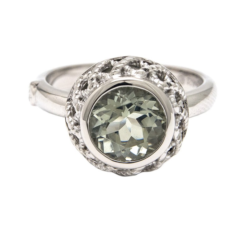 Silver Green Amethyst Ring