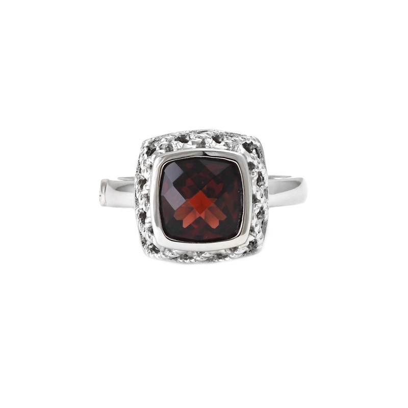 Silver Garnet Ring