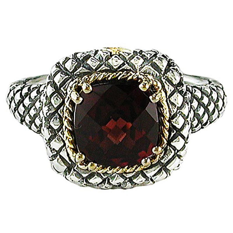 18K/Silv 8M Cush Garnet Ring