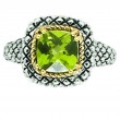 18K/Silv 8M Cush Peridot Ring