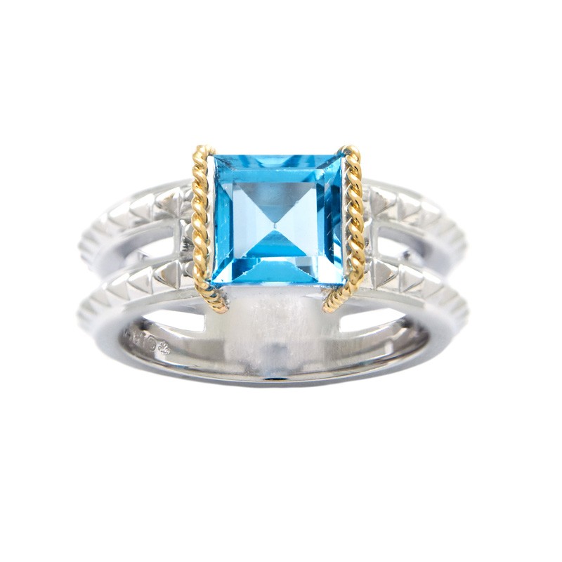 18K/Silver Blue Topaz Ring