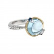 18K/Silver Blue Topaz Cab/Sapphire Ring