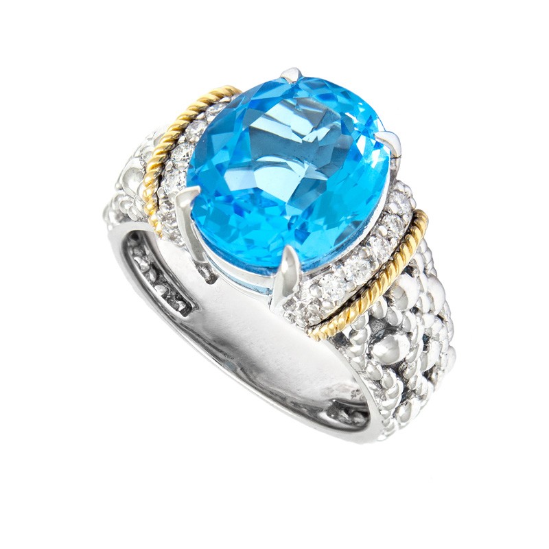 18K/Silver Blue Topaz Ring
