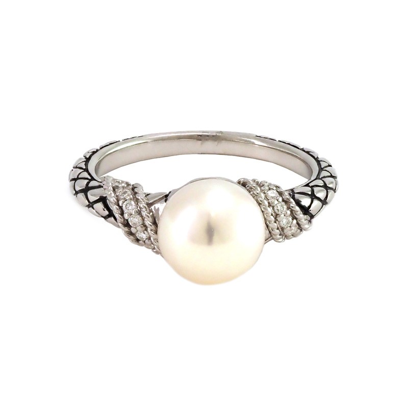 Silver Pearl/Diamond Ring