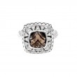 Silver Diamond/Smoky Quartz Ring