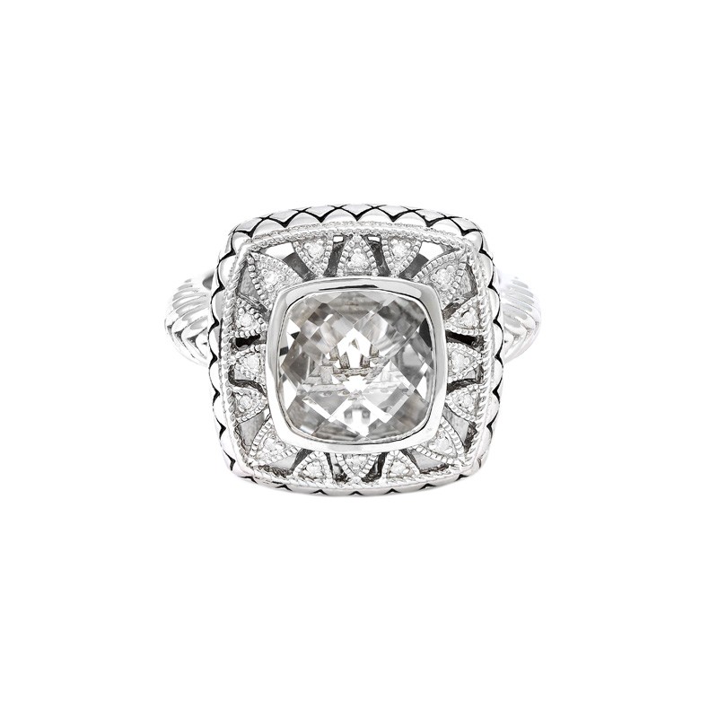 Silver Diamond/White Topaz Ring