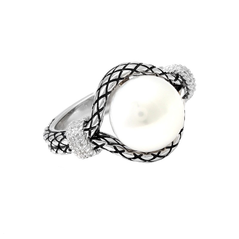 Silver Pearl/Diamond Ring