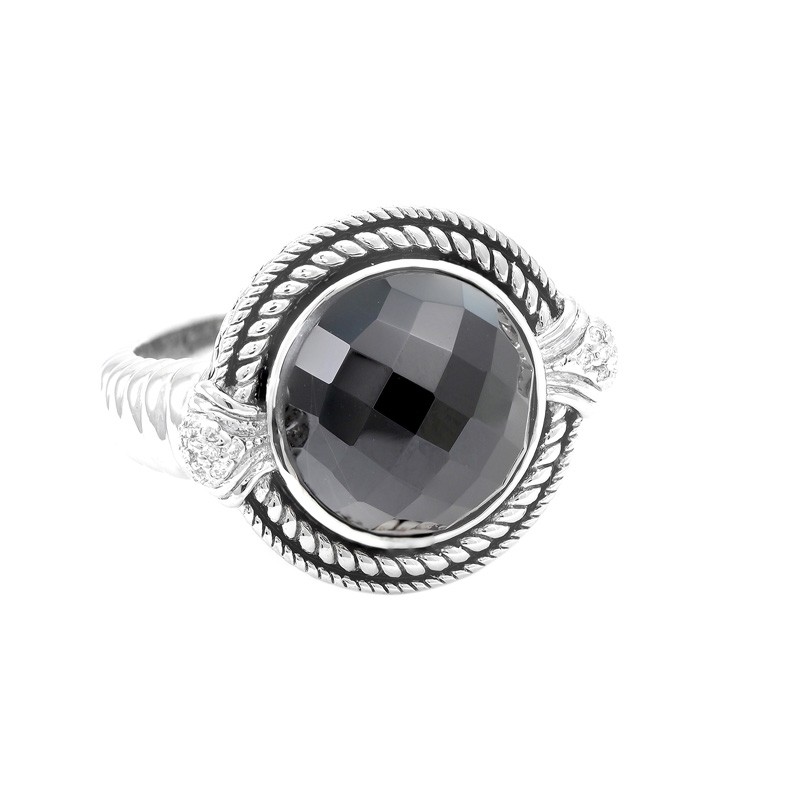 Silver Onxy/Diamond Ring