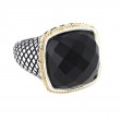 18K/Silver Cushion Onyx Ring
